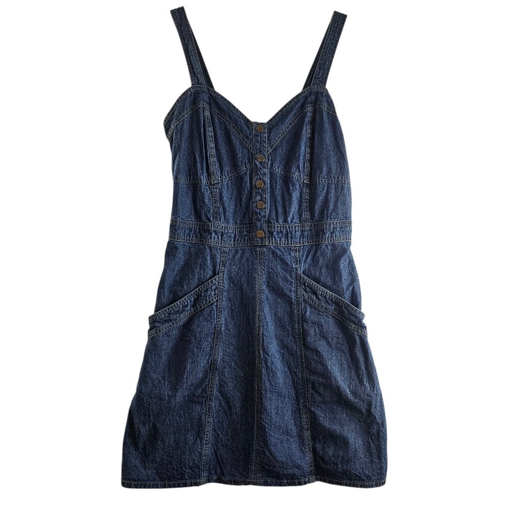 Japna Women Denim Mini Dress Sleeveless Sweetheart Neckline Size L Cotton Packet